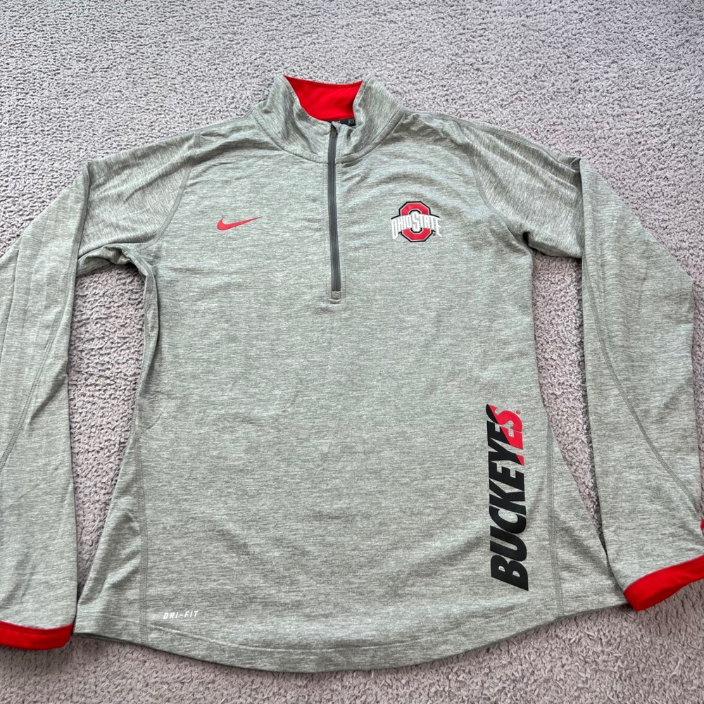 Nike Ohio State Buckeyes Women M Gray Dri-FIT Quarter Zip Pullover 659417-072